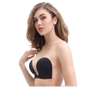 Silicone Sâu V Đẩy Lên Vô Hình Nâng Ngực Sexy Bra Phụ Nữ Strapless Bra