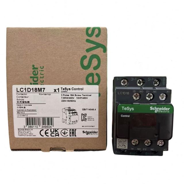100% Original TeSys LC1D18M7 Contactor 3-Pole AC High Voltage 380V/48V/110V Main Circuit Rated for High Current