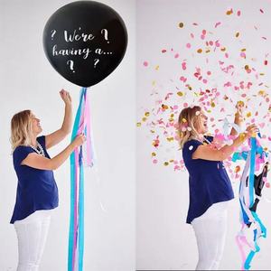 Hot 36inch Latex Black <b>Balloon</b> Gold Blue pink Confetti Baby Boy Girl Ballon White Custom Gender Reveal <b>Balloons</b> - Product Image 4