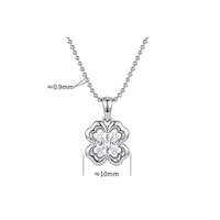 Glücksbringer Vierblättriges Kleeblatt Anhänger Halskette mit Quadratischem Zirkon 925 Sterling Silber Perlenhalskette Damen Maßgeschneiderter Schmuck Großhandel