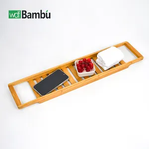 WDF yeni varış banyo tepsi caddy banyo masa bambu küvet tepsi bambu banyo caddy günlük ev kullanımı için