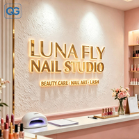 Enseigne LED rétroéclairée personnalisée, enseigne 3D avec logo d'entreprise, enseigne en acrylique rétroéclairée dorée pour salon de beauté, studio de manucure, décoration murale de boutique