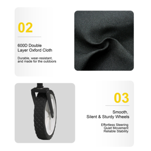 Chariot de pêche de camping chariot de plage léger chariot pliable à pneus solides - Product Image 3