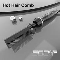 Peigne chauffant en céramique LCD pour barbe, lisseur à température réglable, haute chaleur 500, conception anti-brûlure pour usage domestique et hôtelier