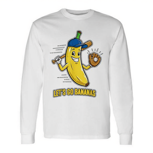 Camiseta de manga larga para niños Banana Fruit Lovers, diseño Lets Go Bananas, cuello redondo, deportes y juegos, serigrafía - Product Image 3