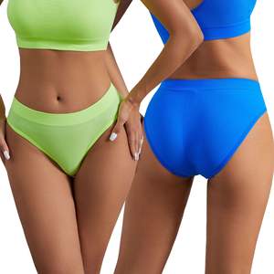 Culottes string taille haute confortables et sportives pour femmes, respirantes, absorbantes, avec logo à la taille, unies et transparentes - Product Image 1