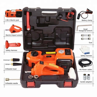 Kit de changement de pneu d'urgence 3 en 1 12V 5 tonnes pour berline et SUV, cric hydraulique électrique, clé à chocs et gonfleur de pneus, lumière LED