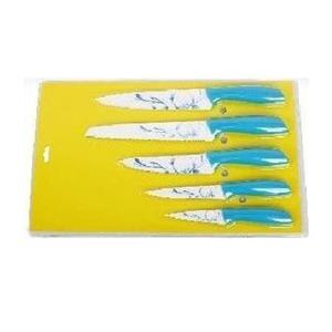 HSK giallo frutta maniglia ceramica accessori svizzero 5 pz rivestimento di stampa set coltello antiaderente <span class=keywords><strong>coltelli</strong></span> <span class=keywords><strong>da</strong></span> <span class=keywords><strong>cucina</strong></span> con manico in pp - Product Image 2