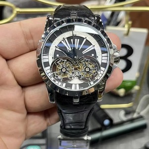 Montre mécanique manuelle pour homme de qualité supérieure, double tourbillon, étanche, cadran noir, luminescent, squelette de haute précision - Product Image 1
