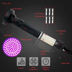 Lampe de poche UV Portable 395nm 100 LED lumière ultraviolette puissante étanche IP67 pour le marquage des taches de <span class=keywords><strong>scorpion</strong></span> pour animaux de compagnie de minerai invisible - Product Image 4