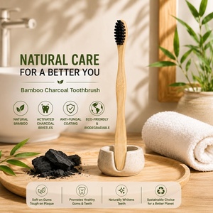 Cepillo de Dientes de Carbón Vegetal Ecológico Biodegradable Sin BPA, Mango de Bambú Natural, Cerdas Suaves, Cepillo de Dientes de Bambú - Product Image 4