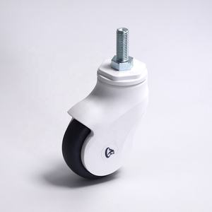 3'' Einzelrollen Weiße Kunststoffräder Verriegelbare Nylon-Verbundrollen für Kinderwagen mit Gewindestiel - Product Image 4