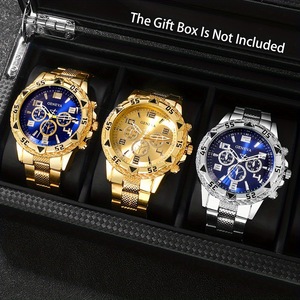 Montre à quartz pour homme Geneva Cross-border Explosions, avec verre anti-lumière bleue écologique, bracelet en alliage, aiguilles, style affaires et loisirs, trois cadrans - Product Image 1