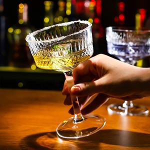 Vintage Long Stem Embossed Texture <strong>Martini</strong> <strong>Glass</strong> Cup Coupe Cocktail Goblets - Product Image 3