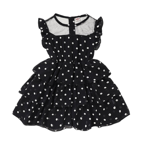 Vestido de Gasa <span class=keywords><strong>con</strong></span> Puntos Negros para Niñas |   Vestido de niña <span class=keywords><strong>con</strong></span> volantes y capas, <span class=keywords><strong>con</strong></span> escote de malla - Product Image 1