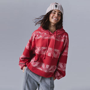 Sweat-shirt à capuche pour femme, style bohème, personnalisé en gros, motif imprimé floral, cordon <span class=keywords><strong>de</strong></span> serrage, poche kangourou, design patchwork - Product Image 1