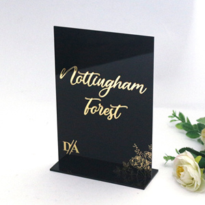 Elegantes tarjetas de menú de boda acrílicas con marco de rayas negras, Sección de recetas de bebidas ovaladas moradas y exhibición de fotos - Product Image 3