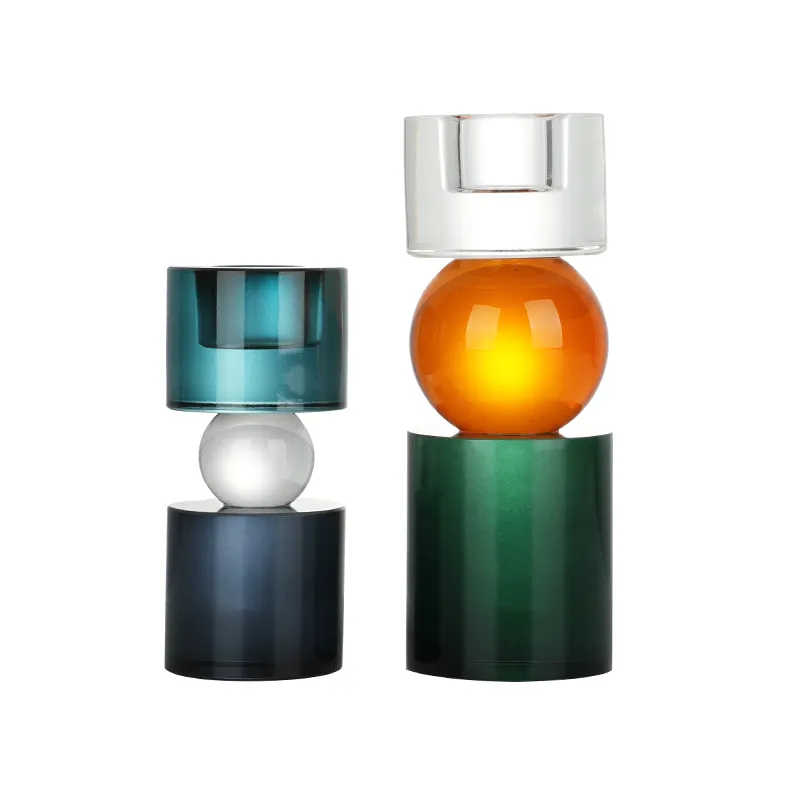 Suporte de vela de vidro artesanal, vela colorida e novo design barato feito à mão
