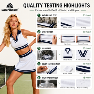 Luckpanther OEM <span class=keywords><strong>Tenue</strong></span> de sport athlétique deux pièces personnalisée pour <span class=keywords><strong>femme</strong></span>, avec haut court et mini-jupe, pour le <span class=keywords><strong>tennis</strong></span>, sublimation - Product Image 3
