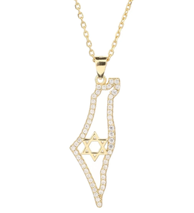 Israel bản đồ Vòng cổ biểu tượng người Do Thái hỗ trợ ngôi sao của Israel David bên trong bản đồ quà tặng người Do Thái jewlery - Product Image 1