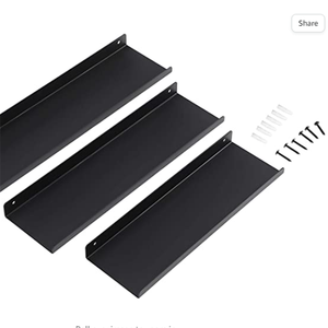 Set di 3 mensole <span class=keywords><strong>a</strong></span> <span class=keywords><strong>muro</strong></span> mensole galleggianti in metallo mensole in legno massello <span class=keywords><strong>scaffalature</strong></span> industriali <span class=keywords><strong>a</strong></span> parete per decorazioni - Product Image 2