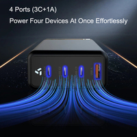 Cargador Rápido GaN Personalizado de 100W 3C1A con Material Ignífugo, Cargador de Pared Multi-Puerto PD/QC con Enchufe Estadounidense para Laptop, Teléfono, Tableta y Cámara