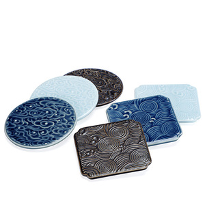 Posavasos de cerámica con diseño de nubes y olas, tapete cuadrado para taza de té, accesorios decorativos para juego de té chino - Product Image 5