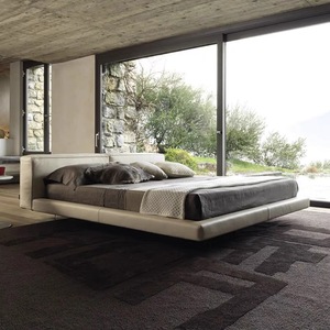 Lit doux en velours personnalisé de luxe moderne et léger mobilier de chambre à coucher villa et <span class=keywords><strong>manoir</strong></span> lit en cuir - Product Image 1