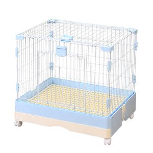 Cage pour animaux de compagnie à double paroi en fil d'acier, rectangulaire, taille moyenne, avec plateau et roulettes pour chats, chiens, lapins, cochons d'Inde - Product Image 5