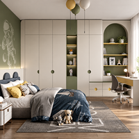 Armoire de chambre d'enfant de style italien moderne avec bureau d'étude et étagère, design mural écologique, grand rangement, modulaire et personnalisable