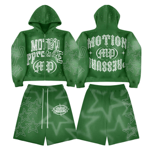 Ensemble de survêtement décontracté deux pièces pour homme, en tissu polaire respirant de haute qualité, avec logo personnalisé, style streetwear, comprenant un sweat à capuche et un short - Product Image 6