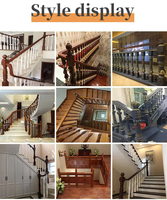 Rampe d'escalier élégante et durable en bois massif (caoutchouc) au design moderne pour appartements, balcons, usage extérieur, hôpitaux - Résistante à la rouille et à l'eau