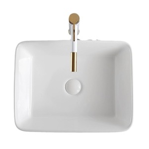 Lavabo Ovalado Dorado, Lavabo de Cerámica Electrochapado de una Pieza, Lavabo de Porcelana para Encimera, Lavabo de Baño con un Solo Orificio para Grifo - Product Image 3