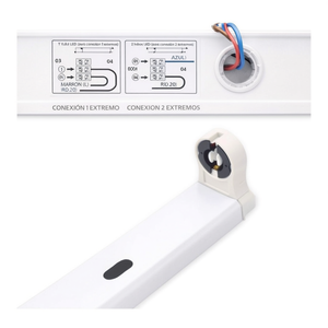 Supporto di montaggio laterale per striscia LED T8 da 120 cm per installazione di un singolo tubo - Product Image 2