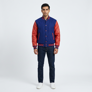 เสื้อแจ็คเก็ต Letterman แท้ พรีเมียม ผสมขนสัตว์ คอตั้ง โลโก้ด้านหน้า - ไอเทมที่ต้องมีสำหรับนักกีฬา นักเรียน และแฟชั่นนิสต้า - Product Image 1