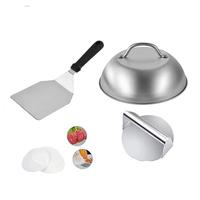Accessoires de plaque chauffante à dessus plat Barbecue Smash Burger Kit de dôme de fusion plaque chauffante spatule grattoir outils de barbecue Camping en plein air