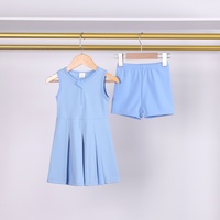 Vestido deportivo de verano para niñas, de tela de yoga, sin mangas, con falda plisada, pantalones cortos incorporados y media cremallera, ideal para danza y clases de gimnasia. Venta al por mayor.
