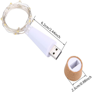 Chai Rượu Thủy Tinh Có Thể Sạc Lại Đèn <span class=keywords><strong>LED</strong></span> Nút Chai Đèn USB Fairy <span class=keywords><strong>String</strong></span> Topper Đèn Trong Nhà Trang Trí Tiệc Trong Nhà - Product Image 2