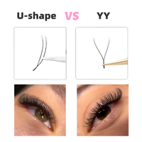 Cils en forme de U, en forme de Y, méga volume, faits à la main, en fibre PBT coréenne, naturels, longs, boucles stables, les plus lisses, en vison, 0,07-0,10 mm, double pointe