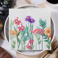 Serviettes de table jetables 2 plis style Ins, écologiques, 330x330mm, motif papillon et fleur, pour décorations de table d'anniversaire