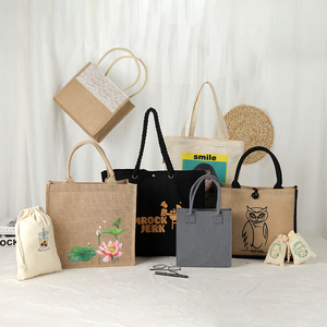 Custom Eco-Friendly Cotton Jute <strong>Gunny</strong> <strong>Sack</strong> Tote Shopping Bag with Black Handle Sublimation Print for Wine Wholesale - Product Image 6