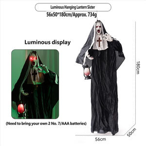 Decoración Colgante de Halloween: Fantasma con Ojos Brillantes, Atmósfera de Terror, Linterna de Mano con Forma de Caballo, Demonio/Monja en Blanco y Negro - Product Image 2