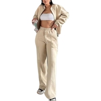 Cardigan américain d'automne et d'hiver Sports Casual Women's Fashion Street Style Long Sleeve Jacket Long Pants Set