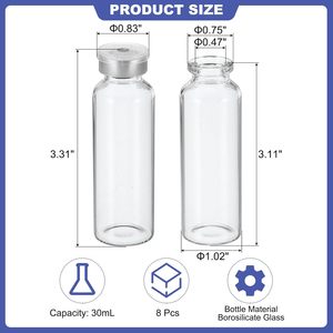 30ml phòng thí nghiệm lọ thủy tinh trong suốt Borosilicate lọ với cao su Stopper uốn đầu mũ mẫu nhựa hàng đầu phòng thí nghiệm chai - Product Image 5