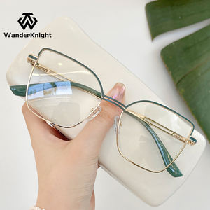 Очки-оправа 6956 класса люкс, дизайн «кошачий глаз», для женщин, оверсайз, металлические, розовые - Product Image 3