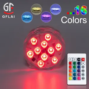Không thấm nước dưới nước LED hồ bơi sản phẩm ánh sáng ir 24 phím 16 màu sắc Pin hoạt động Puck điều khiển từ xa chìm đèn LED