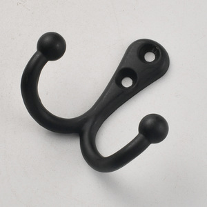 Double <b>Hook</b> Wall Mounted Heavy Duty Black Zinc Alloy Coat Rack <b>Towel</b> Hat <b>Hook</b> Cabinet Wardrobe Hardware Accessory - Product Image 3