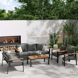Set di Arredamento <span class=keywords><strong>da</strong></span> <span class=keywords><strong>Giardino</strong></span> <span class=keywords><strong>in</strong></span> <span class=keywords><strong>Metallo</strong></span> a 7 Posti AJUNION Set Divano Componibile Moderno per Esterni <span class=keywords><strong>Mobili</strong></span> <span class=keywords><strong>da</strong></span> Patio - Product Image 1