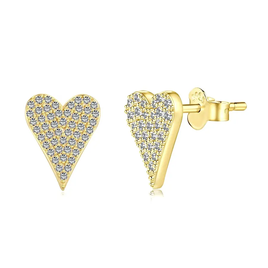 Boucles d'oreilles en forme de coeur en argent sterling S925 femme micro diamant zircon amour en forme de luxe douce personnalité boucles d'oreilles