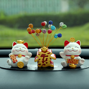 Creative Lucky Cat <b>Car</b> Dashboard <b>Ornament</b> Plastic Resin New <b>Car</b> Decoration Holiday Gift Personal Gift - Product Image 1